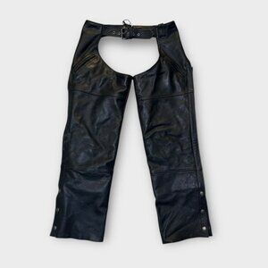 Genuine Leather Motorcycle Chaps S Black Women Lined Zip Bike Harley Moto Winter